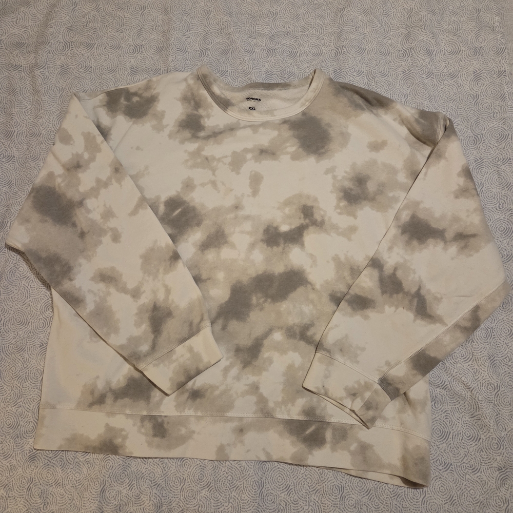 Womens Sonoma Cream And Tan Cropped Sweatshirt XXL